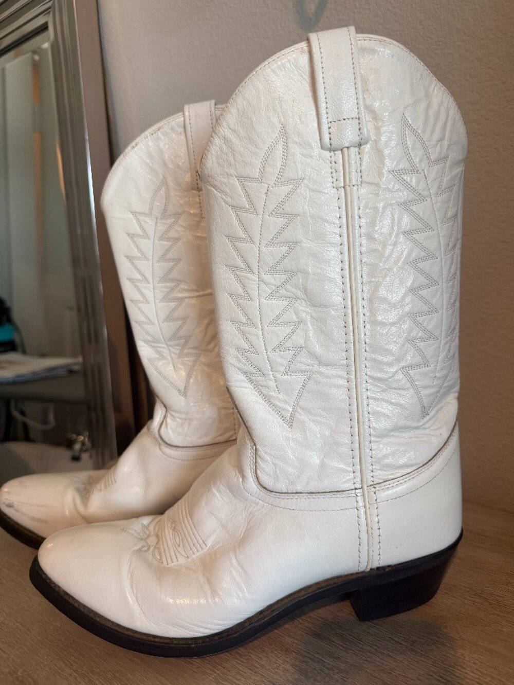White Vintage Cowboy Boot